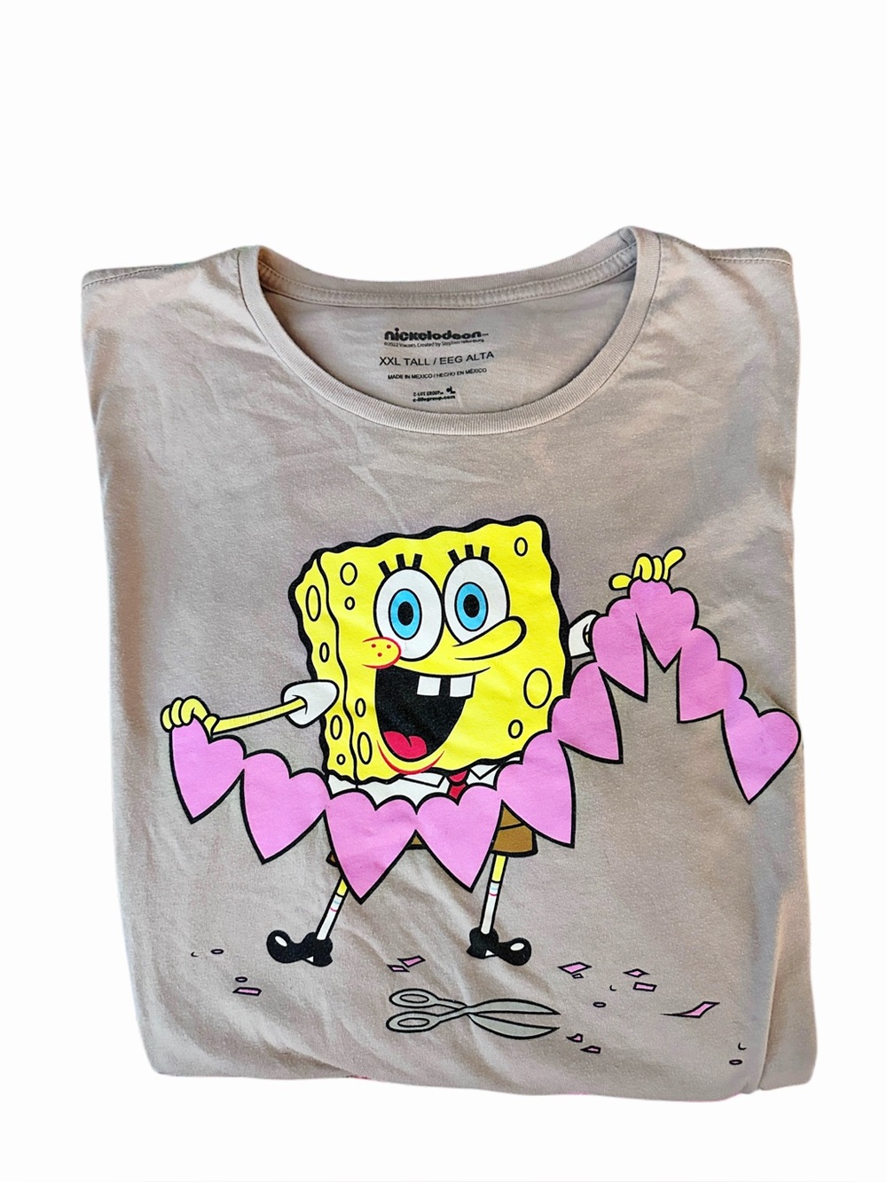 SpongeBob Cut Out Hearts Graphic Tee Size XXL Tall - Picture 1 of 2